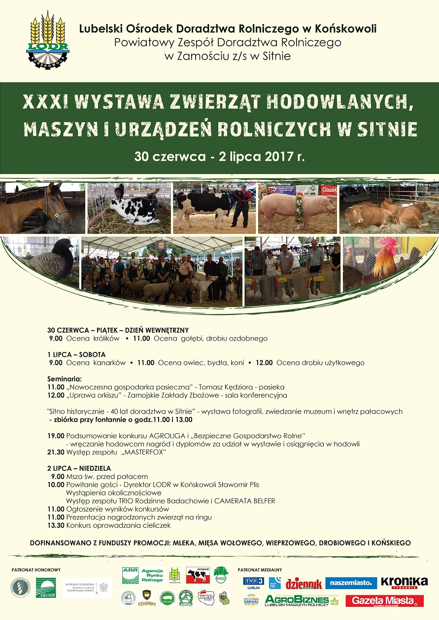 plakat XXXI Wystawa zwierząt hodowlanych, maszyn i urządzeń rolniczych w Sitnie